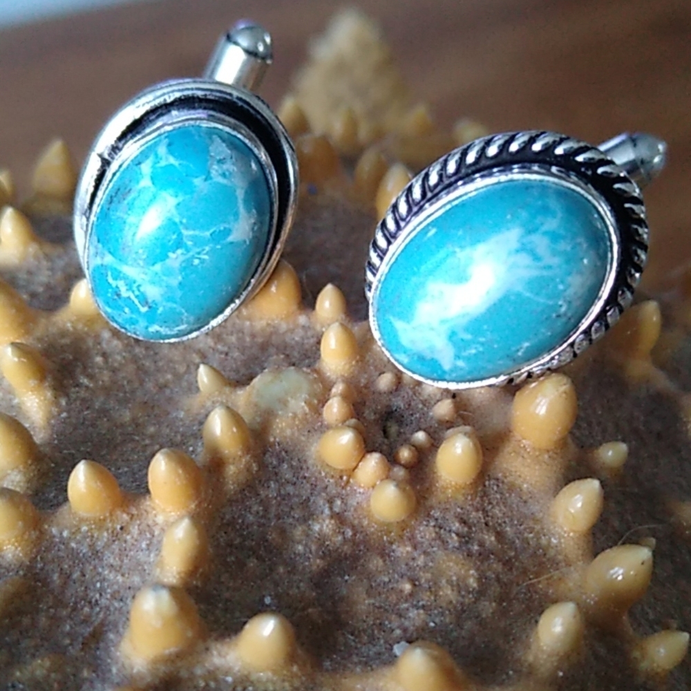 💠 BLUE NATURAL  STONE CUFFLINKS